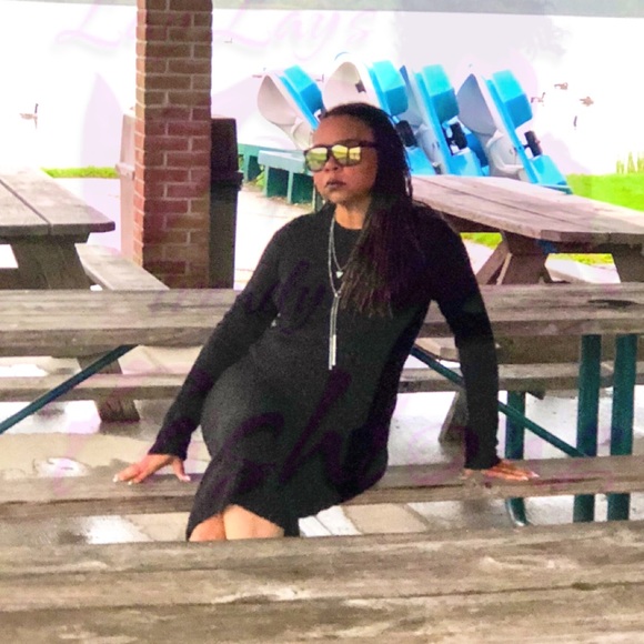 ❤️HP❤️Back Open Knitted Sweater Dress- BLACK - Picture 3 of 8